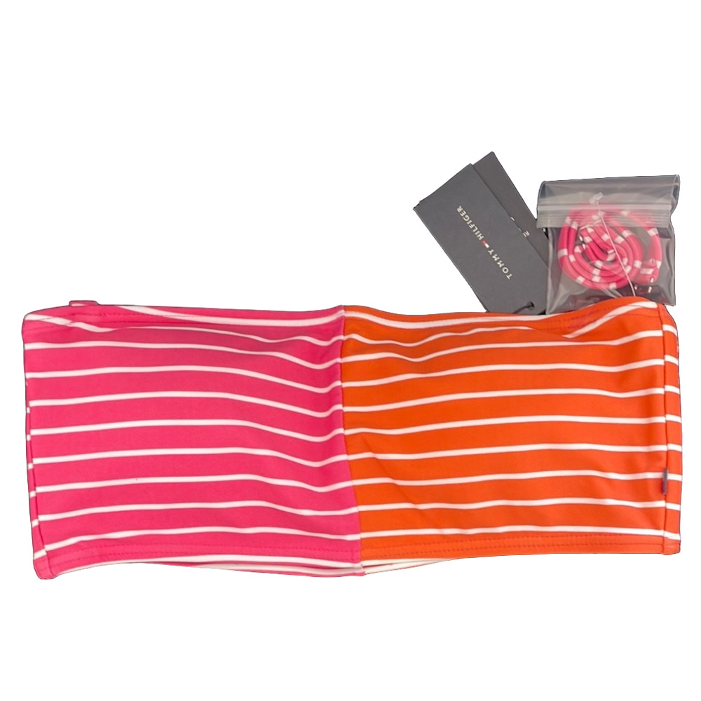 NWT Tommy Hilfiger Pink and Orange Striped BIKINI TOP SIZE L
